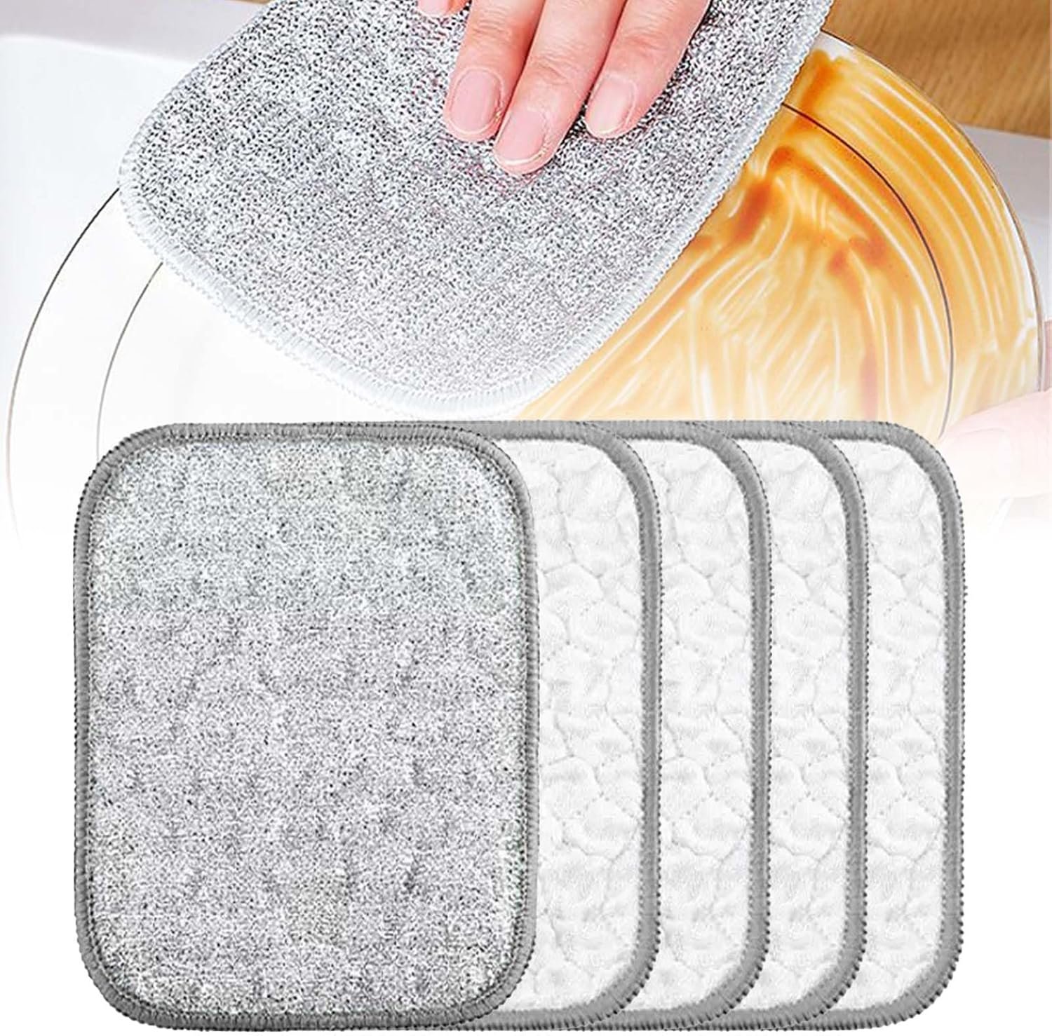 Fuiyuqa Multipurpose Wire Dishwashing Rags for Wet and Dry, Reusable Wire Miracle Cleaning Cloths, Round Wire Washing Cloth, Non Scratch Wire Dishcloth for Kitchen, Sinks, Pots, Pans (5PCS)