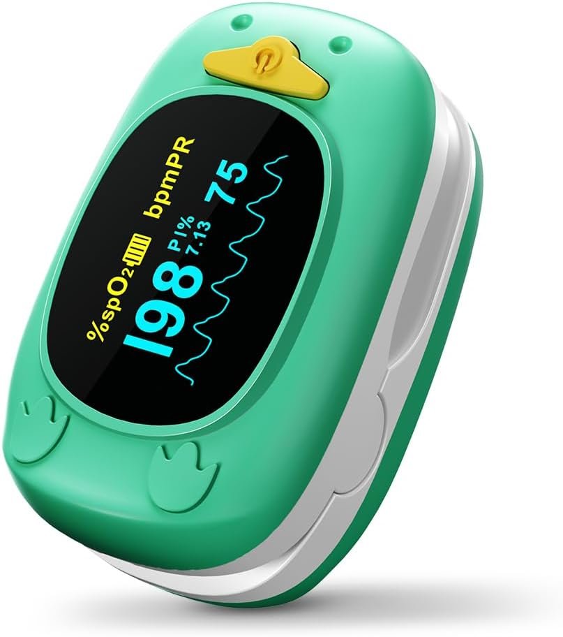 HOLFENRY JKS50A Pulse Oximeter For Kids-Baby Oxygen Monitor Fingertip For Children Kids Pulse Oximeter Fingertip, Large Display, Included with AAA Battery