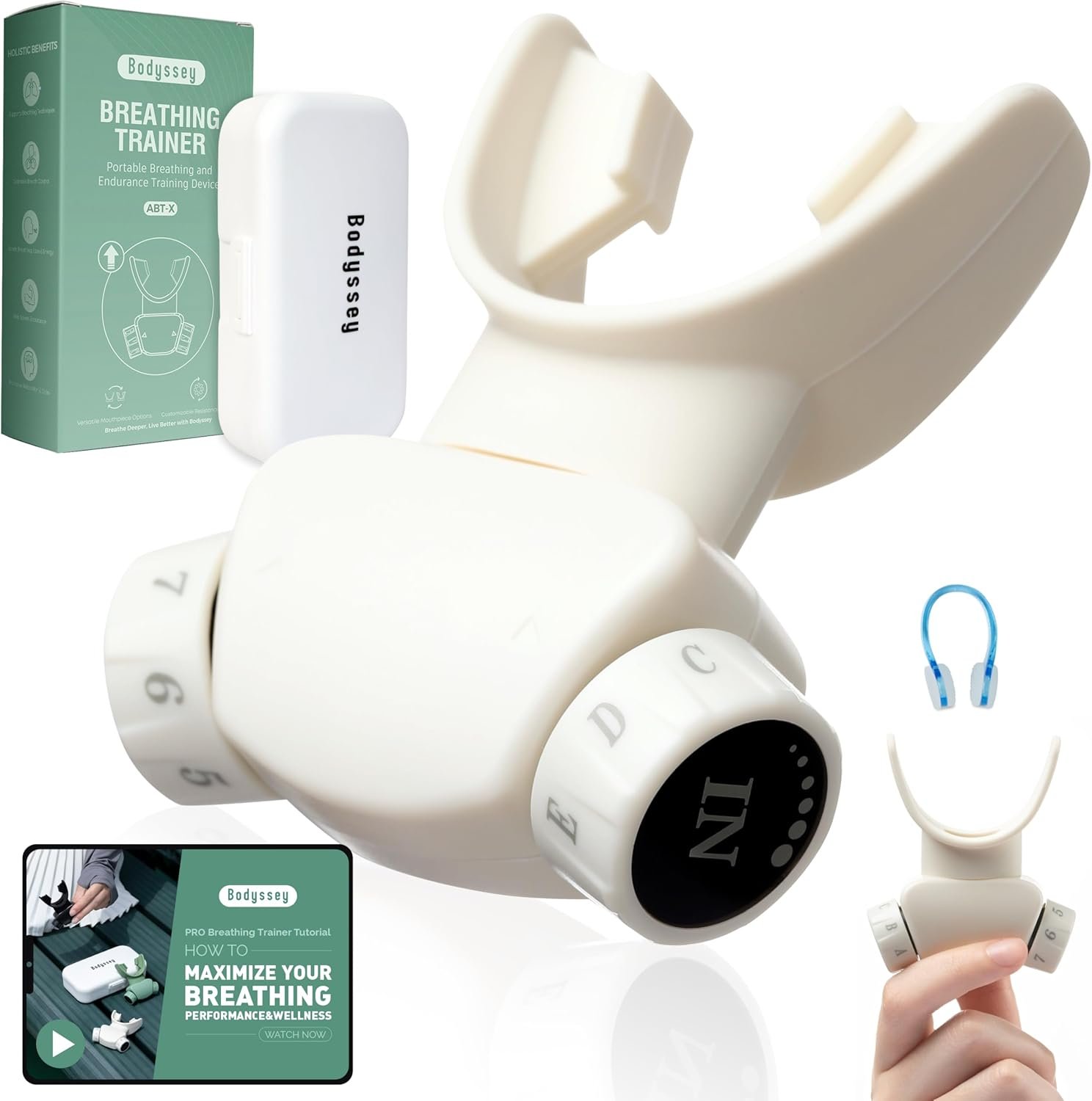 Breathing Trainer | Premium Silicone Trainer | Boost Breathing Patterns | Adjustable Resistance Levels | Compact, Portable, and Easy to Maintain (White)